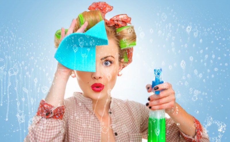 woman wiping glass
